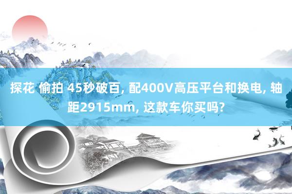 探花 偷拍 45秒破百, 配400V高压平台和换电, 轴距2915mm, 这款车你买吗?